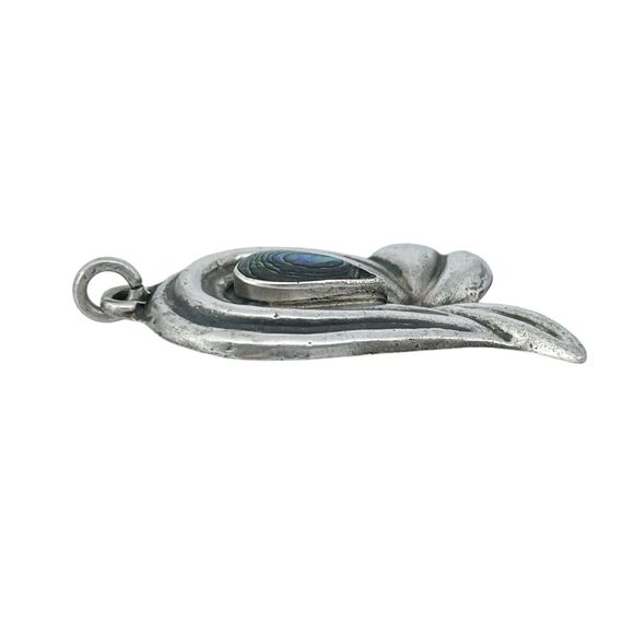 Vintage Mexico Taxco ACA Sterling Silver 925 Abalone Abstract Pendant - Picture 3 of 7